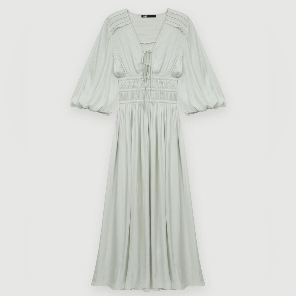 NWT Maje Fluid Satin Dress with Cinched Waist